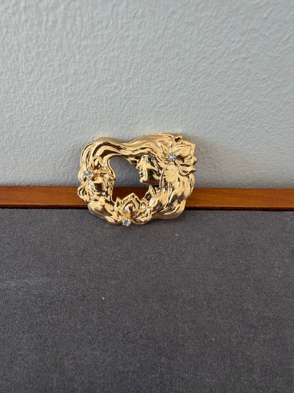 Vintage Kirk’s Folly Signed Gold-Tone “Lady of the Lake” Brooch